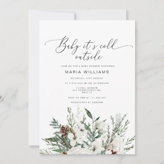 Baby is koud buiten de winter Foto baby shower Kaart (Voorkant)