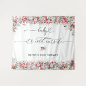 Baby is koud buiten de winterbloemen wandkleed (Voorkant (horizontaal))