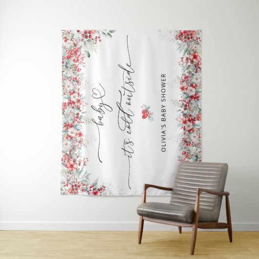 Baby is koud buiten de winterbloemen wandkleed (In situ)