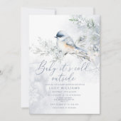 Baby is koud buiten Dusty Blue baby shower Kaart (Voorkant)