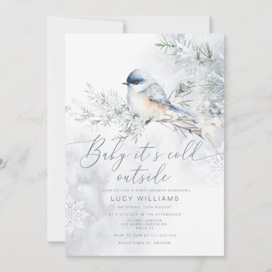 Baby is koud buiten Dusty Blue baby shower Kaart (Voorkant)