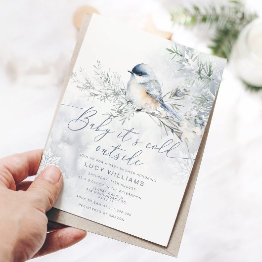 Baby is koud buiten Dusty Blue baby shower Kaart
