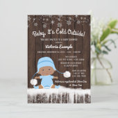 Baby is koud buiten etnische jongen Baby shower Kaart (Staand voorkant)