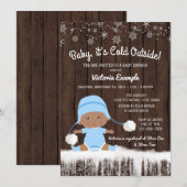 Baby is koud buiten etnische jongen Baby shower Kaart (Voorkant / Achterkant)