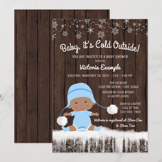 Baby is koud buiten etnische jongen Baby shower Kaart (Voorkant / Achterkant)