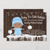 Baby is koud buiten etnische jongensdouche uitnodi kaart (Voorkant / Achterkant)