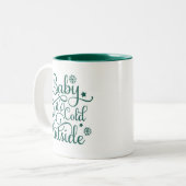Baby is koud buiten Evergreen Script Holiday Tweekleurige Koffiemok (Voorkant links)