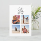Baby is koud buiten foto kerstkaart save the date (Staand voorkant)
