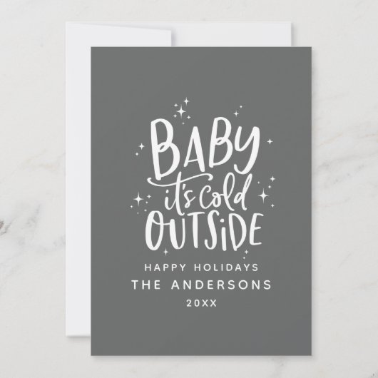 Baby is koud buiten foto kerstkaart save the date (Achterkant)