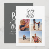 Baby is koud buiten foto kerstkaart save the date (Voorkant / Achterkant)