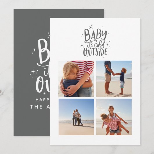 Baby is koud buiten foto kerstkaart save the date (Voorkant / Achterkant)
