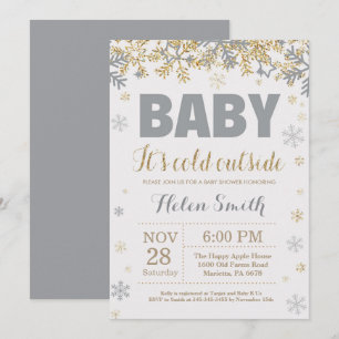 Baby is Koud Buiten Goud en Grijs Baby shower Kaart