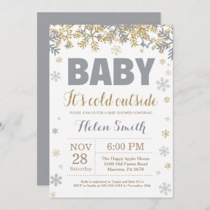 Baby is Koud Buiten Goud en Grijs Baby shower Kaart