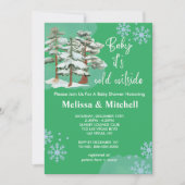 Baby is koud buiten groene sneeuwvlok kaart (Voorkant)