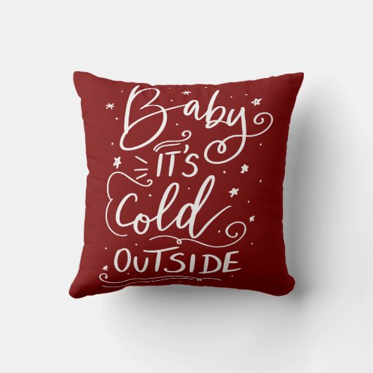 Baby is koud buiten handgeschreven script rood kussen (Achterkant)