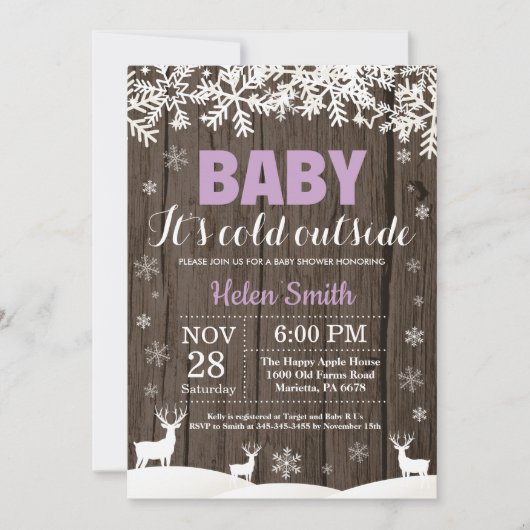 Baby is koud buiten herten winter meisje Baby show Kaart (Voorkant)
