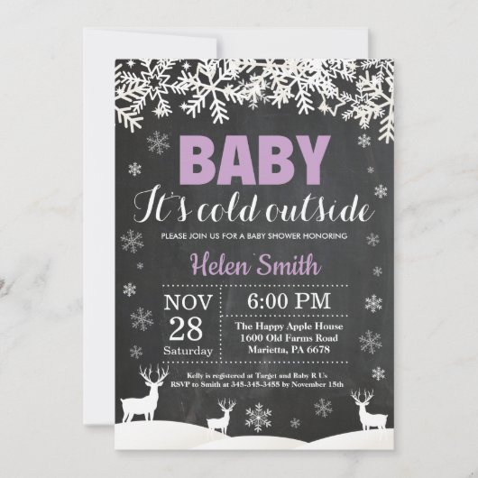 Baby is koud buiten herten winter meisje Baby show Kaart (Voorkant)