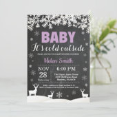 Baby is koud buiten herten winter meisje Baby show Kaart (Staand voorkant)