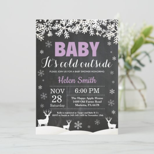 Baby is koud buiten herten winter meisje Baby show Kaart (Staand voorkant)