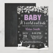 Baby is koud buiten herten winter meisje Baby show Kaart (Voorkant / Achterkant)