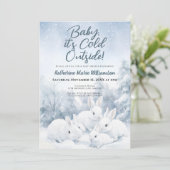 Baby is koud buiten het Baby shower van de winterk Kaart (Staand voorkant)