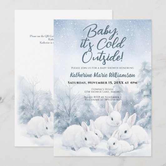 Baby is koud buiten het Baby shower van de winterk Kaart (Voorkant / Achterkant)