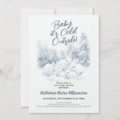 Baby is koud buiten het Baby shower van de winterk Kaart (Voorkant)