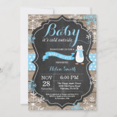 Baby is Koud Buiten het Baby shower van Penguin Bo Kaart (Voorkant)