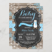 Baby is Koud Buiten het Baby shower van Penguin Bo Kaart (Voorkant / Achterkant)