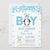 Baby is Koud Buiten het Baby shower van Penguin Bo Kaart (Voorkant)