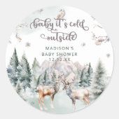 Baby is koud buiten het bos ronde sticker (Voorkant)