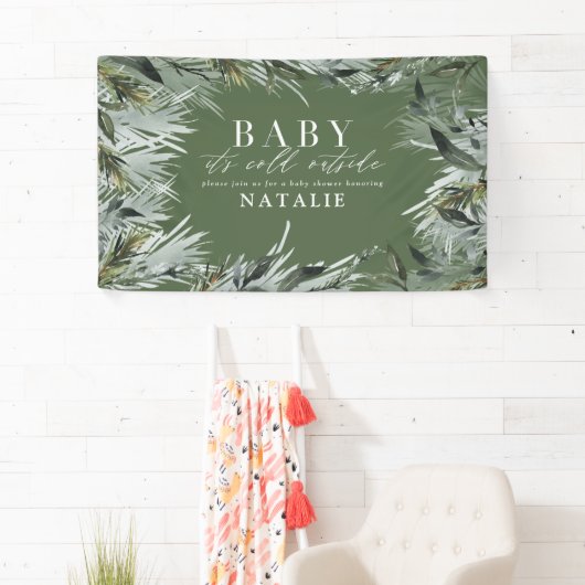 Baby is koud buiten het moderne botanische baby sh spandoek (Insitu)