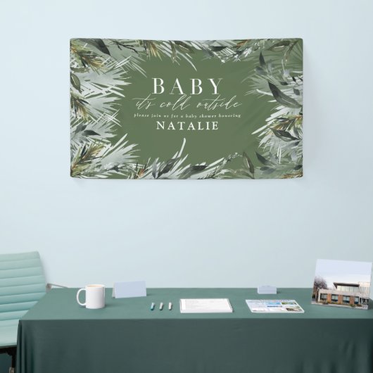 Baby is koud buiten het moderne botanische baby sh spandoek (Beurs)