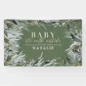 Baby is koud buiten het moderne botanische baby sh spandoek (Horizontaal)