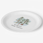 Baby is koud buiten het winterbos papieren bordje (Gekanteld)