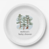 Baby is koud buiten het winterbos papieren bordje (Voorkant)