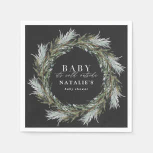 Baby is koud buiten het zwarte baby shower servet