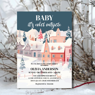 Baby is koud buiten jongen winter baby shower kaart