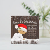Baby is koud buiten jongens kerst Baby shower Kaart (Staand voorkant)