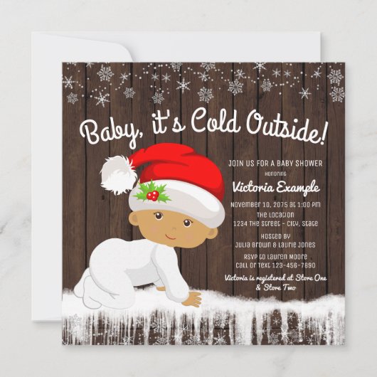 Baby is koud buiten jongens kerst Baby shower Kaart (Voorkant)
