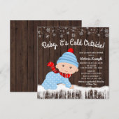 Baby is koud buiten jongens winter Baby shower Kaart (Voorkant / Achterkant)