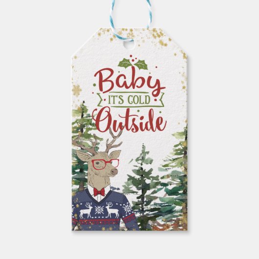 baby is koud buiten kerstvakantie cadeau labels cadeaulabel (Voorkant)