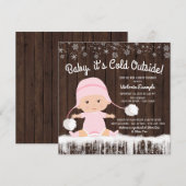 Baby is koud buiten meisje Baby shower uitnodiging (Voorkant / Achterkant)