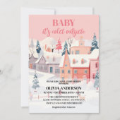 Baby is koud buiten meisje winter baby shower kaart (Voorkant)
