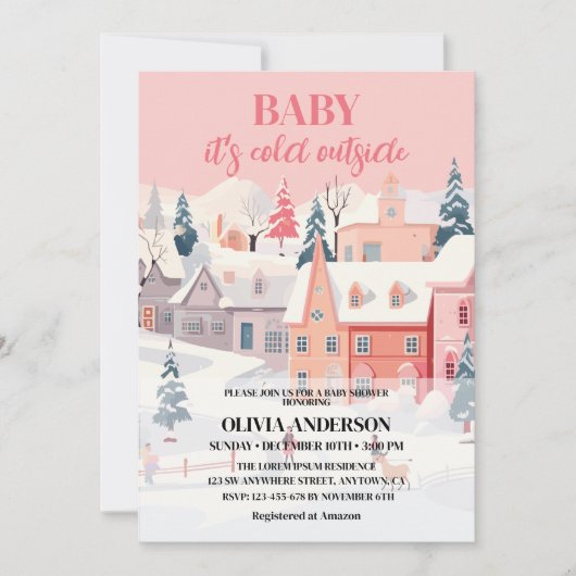 Baby is koud buiten meisje winter baby shower kaart (Voorkant)