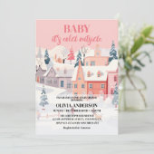 Baby is koud buiten meisje winter baby shower kaart (Staand voorkant)