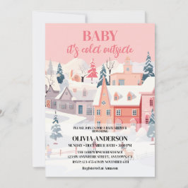 Baby is koud buiten meisje winter baby shower kaart
