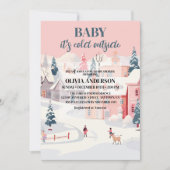 Baby is koud buiten meisje winter baby shower kaart (Voorkant)