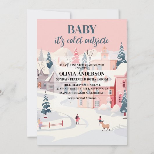Baby is koud buiten meisje winter baby shower kaart (Voorkant)