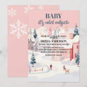 Baby is koud buiten meisje winter baby shower kaart (Voorkant / Achterkant)